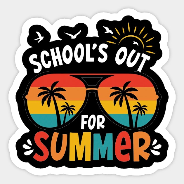 Retro Schools Out For Summer Last Day Of School Teacher Kids Sticker by Tater's 